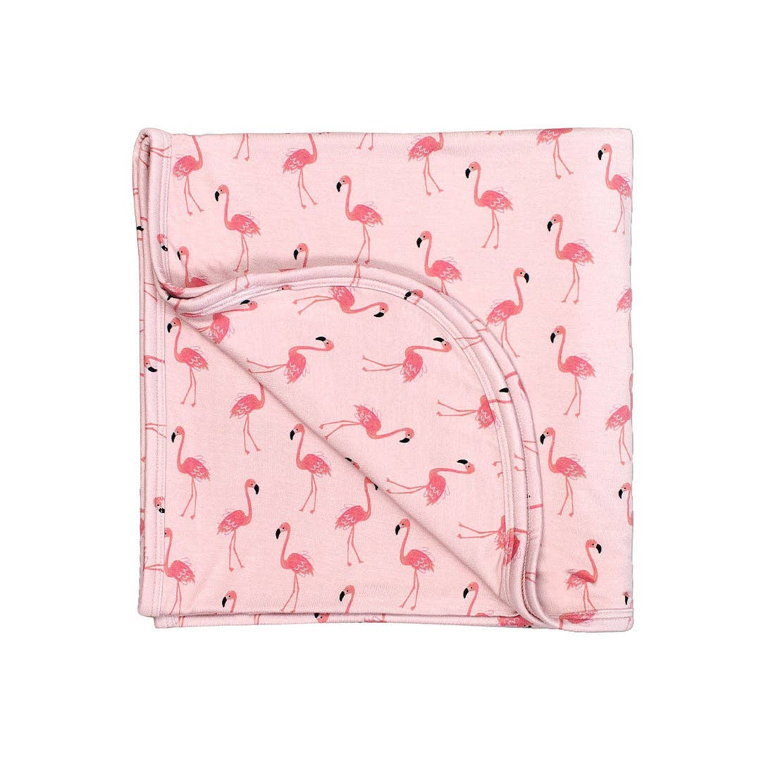 Pink Fancy Flamingos Luxury Bamboo Blanket for wholesale on Faire