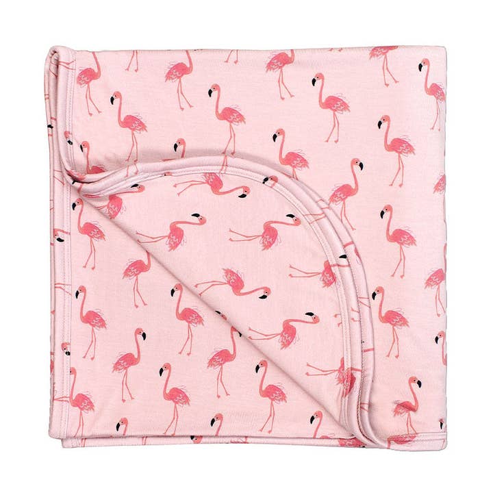 Pink Fancy Flamingos Luxury Bamboo Blanket for wholesale on Faire0