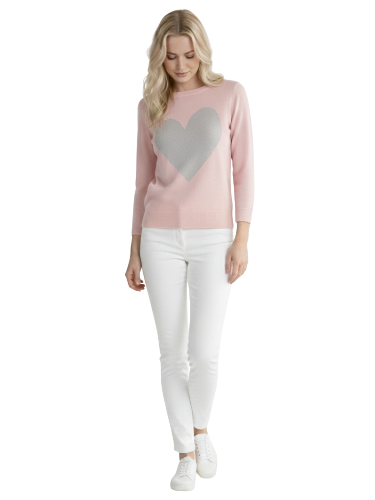 Mak - Vente Pull en maille – femme - Pull à col rond en chenille à manches 3/4 en forme de cœur MK359540