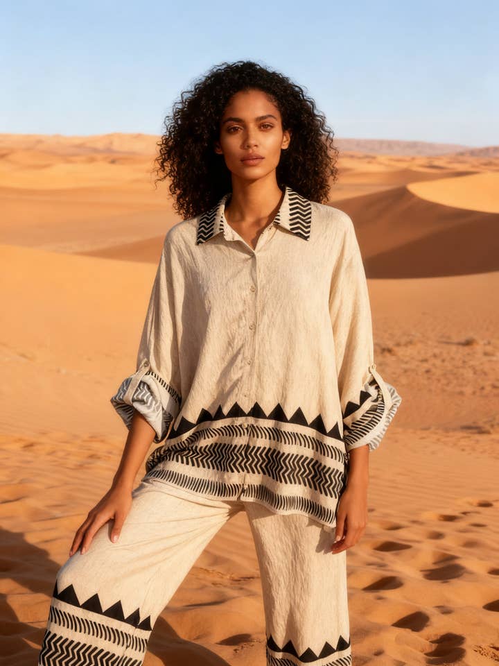 Ensemble chemise et pantalons fluides pour la vente par last queen