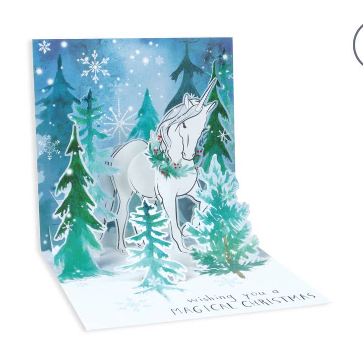 Magical Christmas Unicorn Pop-Up Card for wholesale by Up With Paper