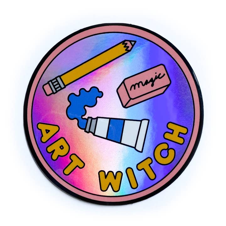 Art Witch Holographic Sticker for wholesale by Kitty With A Cupcake