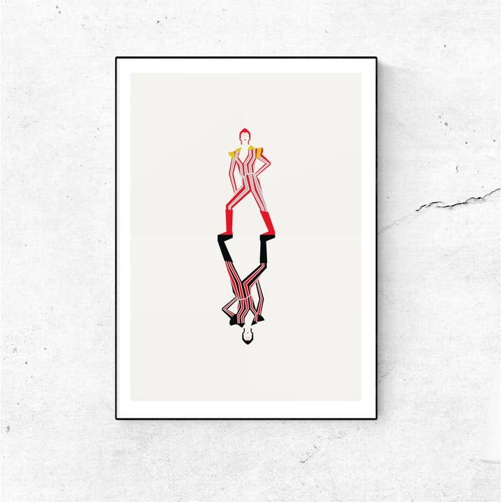 70's Ziggy Wiggy. A David Bowie inspired Art Print for wholesale by EYE FOR LONDON PRINTS
