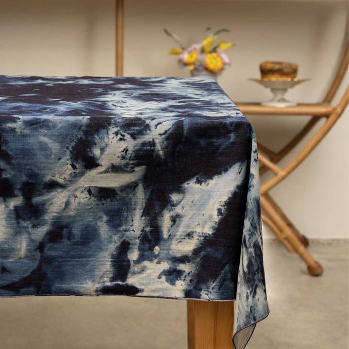Tie-dye Denim Tablecloth for wholesale by ATELIER SAUCIER
