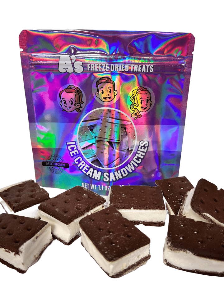 Freeze dried ice cream sandwiches for wholesale by A’s Sweets & Treats Freeze Dried Candy