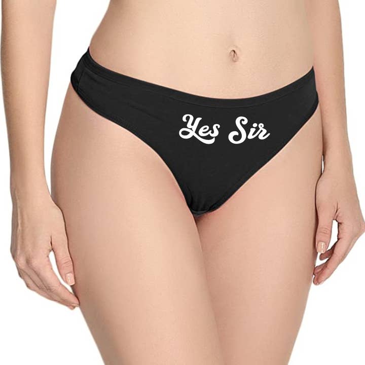 Yes Sir Cotton Thong Panties for wholesale by Bound Kitten