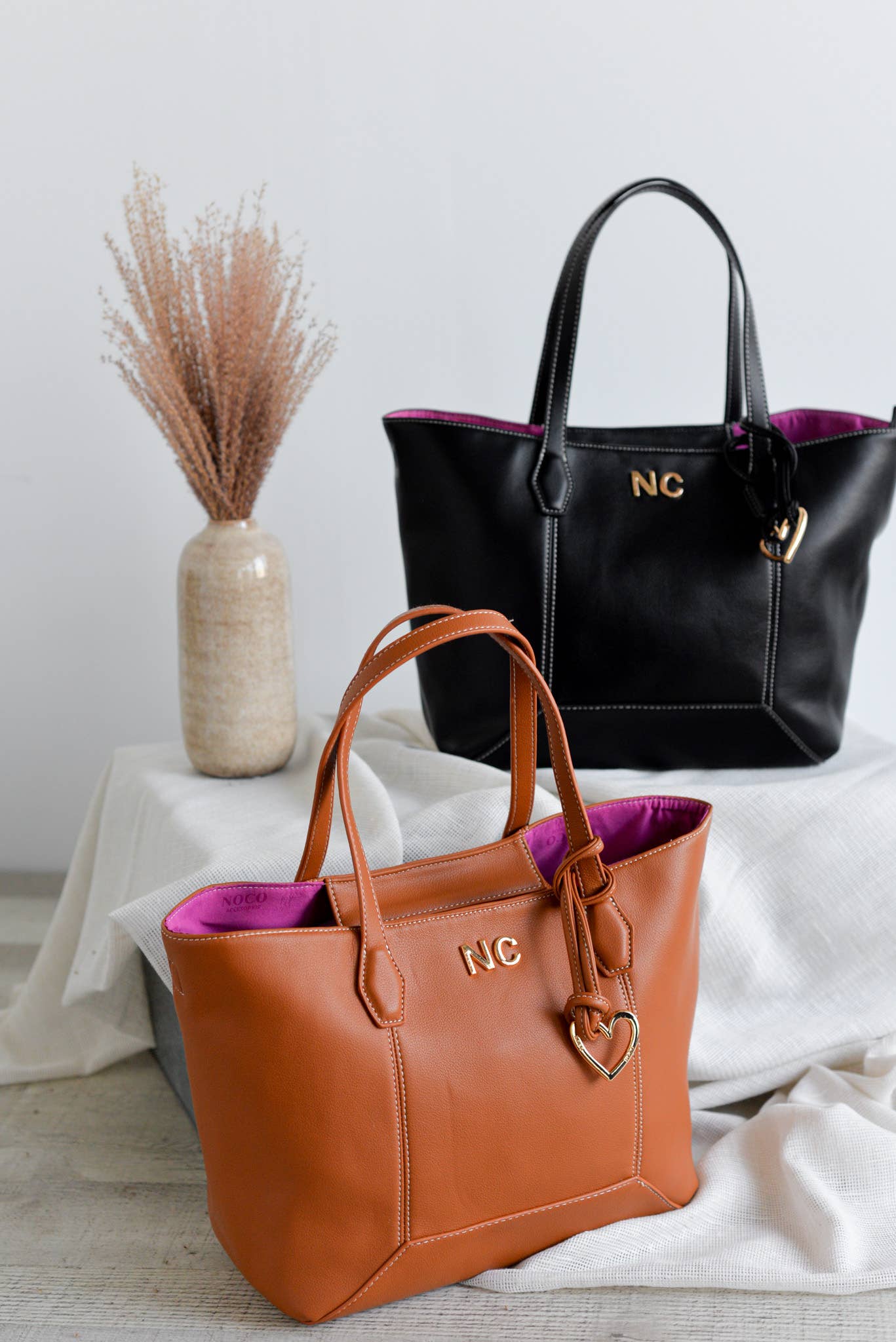 NOCO - Wholesale Tote Bag - Women's - Shopper Heart Stitching Camel7