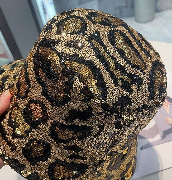 MKS America - Wholesale Bucket Hat - Women's - Leopard Sequin Fisherman Bucket Hat2