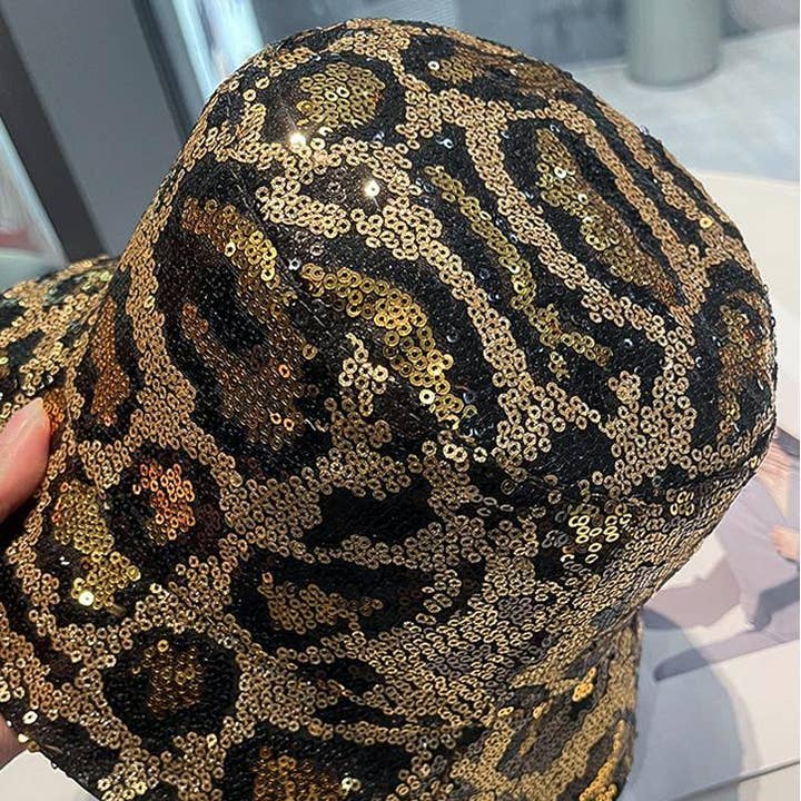 MKS America - Wholesale Bucket Hat - Women's - Leopard Sequin Fisherman Bucket Hat2
