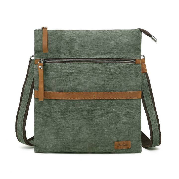 Kleine schoudertas van katoen en linnen CLB 564 (groen) voor wholesale door Davan