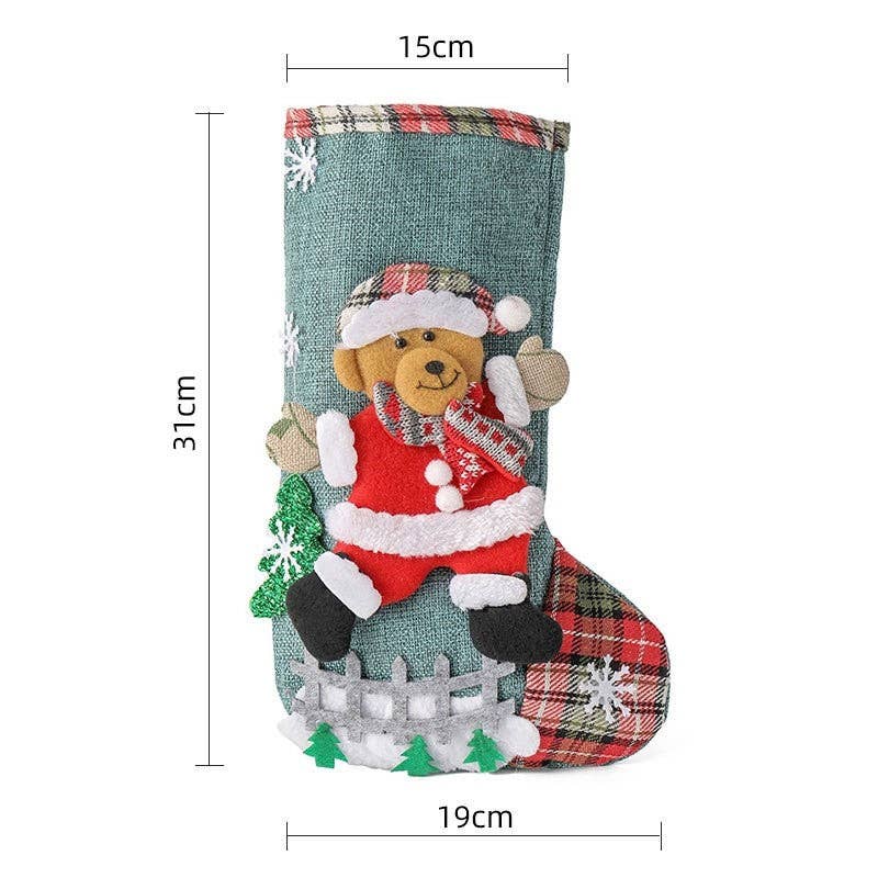 FurDecoration – wholesale Holiday Stocking – Large Christmas Stocking Made Of Burlap Fence3