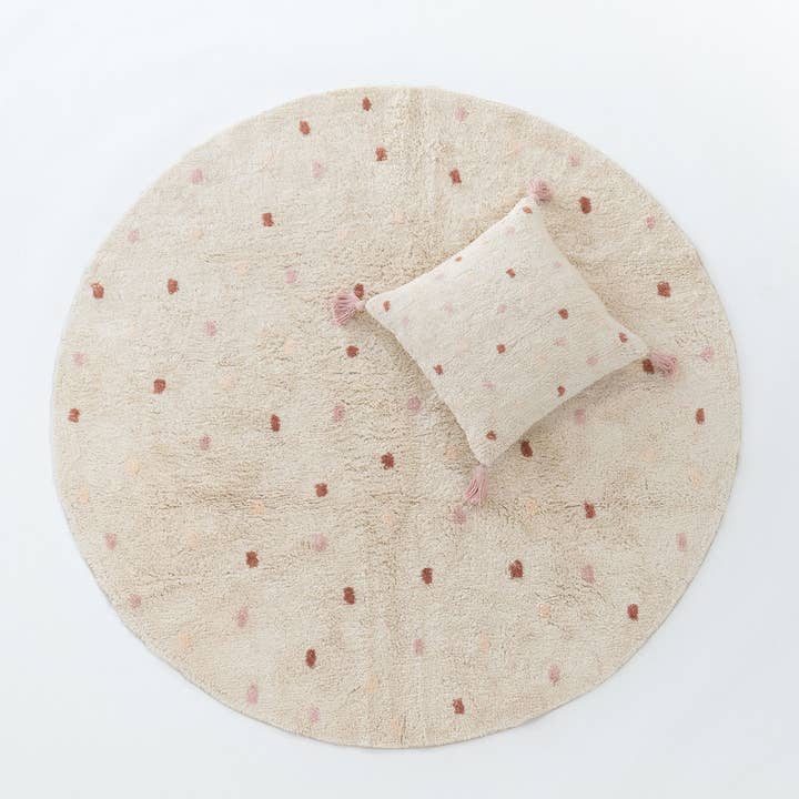 Cotton Berber Round Dotty Pink for wholesale by Oh Happy Home