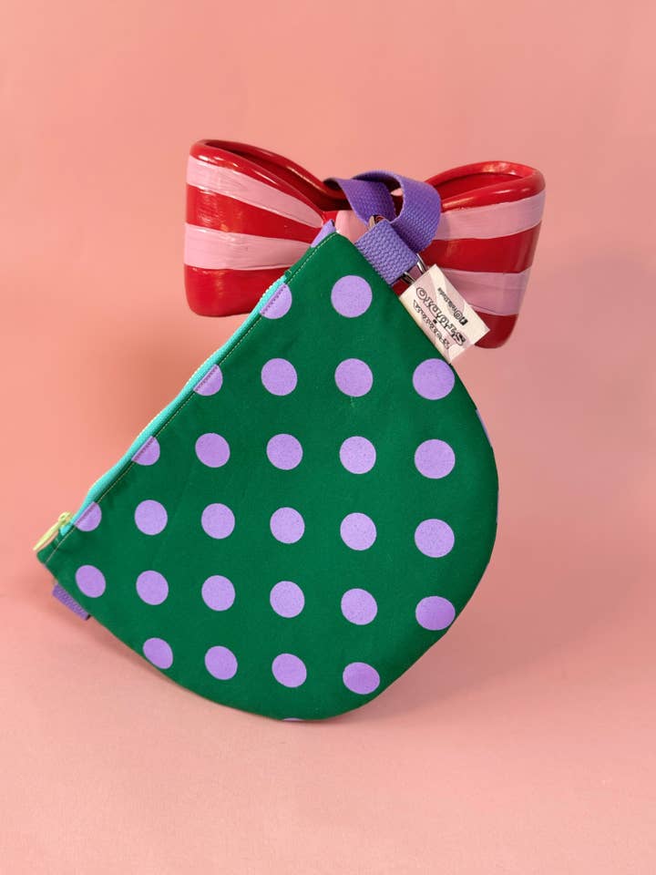 Trendy Purple and Green Polka Dots Semi Circle Crossbody Bag for wholesale by Yolla.studio