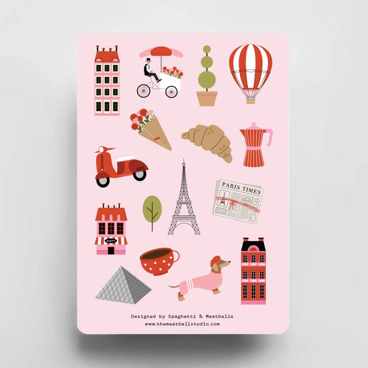 Oh La La Paris - Sticker Sheets! for wholesale by Spaghetti & Meatballs