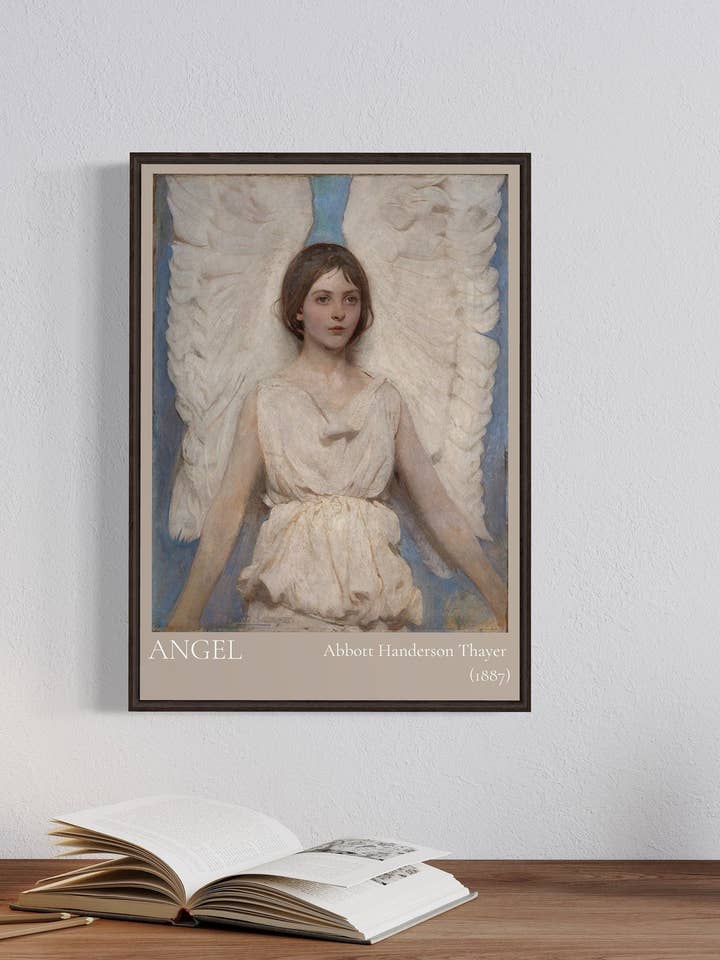 Angel"af Abbott Handerson Thayer.“ Kunst plakat Print. A4, A3, A2 væg kunst. Vintage væg kunsttryk. Mors Dag gave. Illustrationer. Linje kunst. for engroshandel hos Gabrielle Dalsan