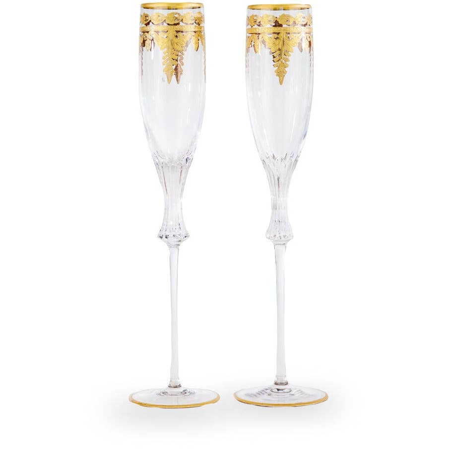 Arte Italica & Crown Linen Designs – wholesale Champagne flute – Vetro Gold Wedding Flute Set0