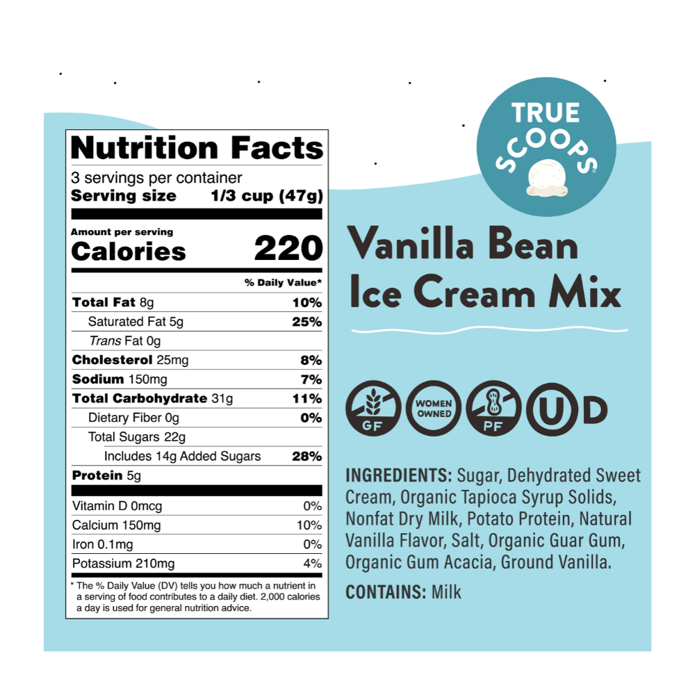 True Scoops - Wholesale Ice Cream/Sorbet - True Scoops Vanilla Ice Cream Mix (Min 6 units)6