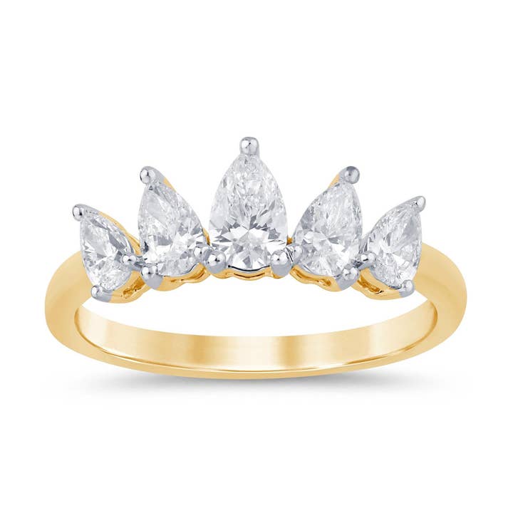 Anello con diamante di laboratorio taglio pera certificato 0,99 CTW Vs in oro 14K per la vendita all'ingrosso da parte di White Rock