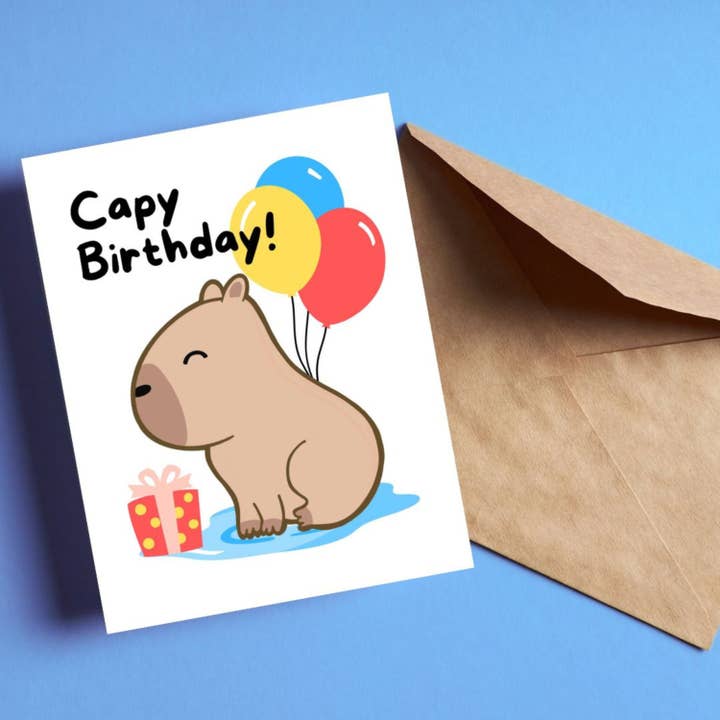 Carte de vœux Capy Birthday Capybara pour la vente par Feira Pop