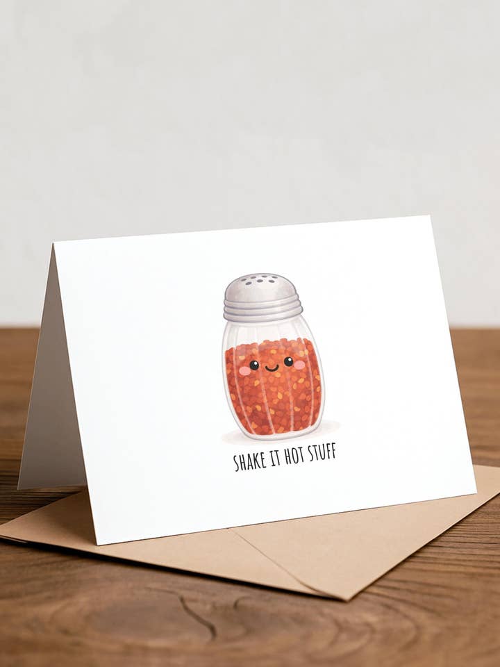 Handgjort Alla hjärtans dag-kort med matälskarens ordvits & pizza för wholesale av Chewy Lemon Studio