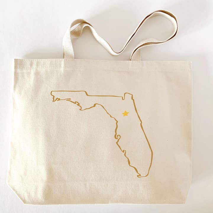 Personlig Florida Outline Tote Bag: Bröllopsvälkomstgåva för wholesale av MEGranger Totes