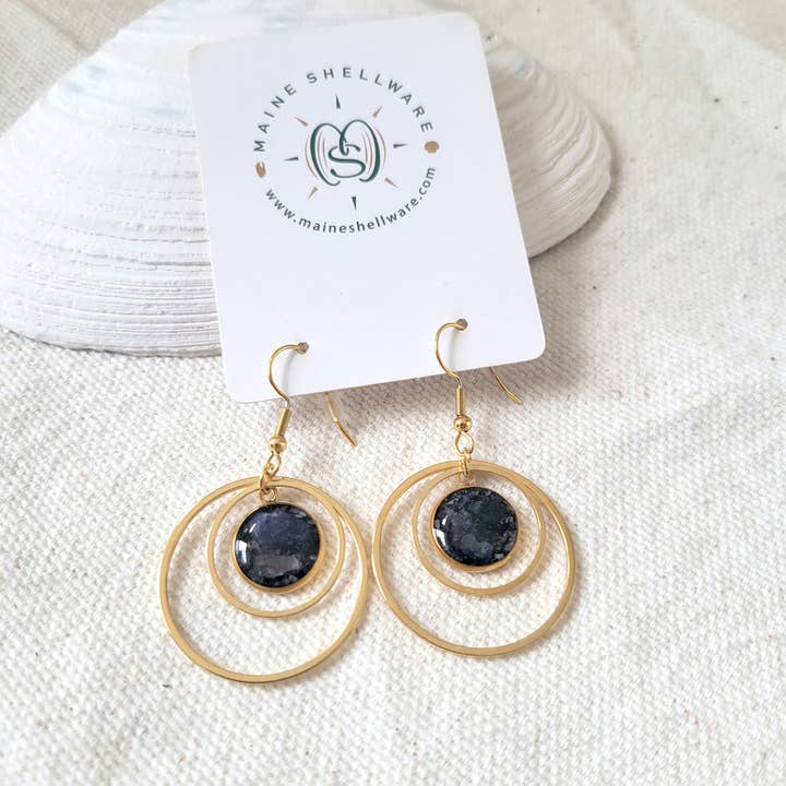 Maine Shellware - Wholesale Dangle Earrings - Gold Double Circlet Earrings 0