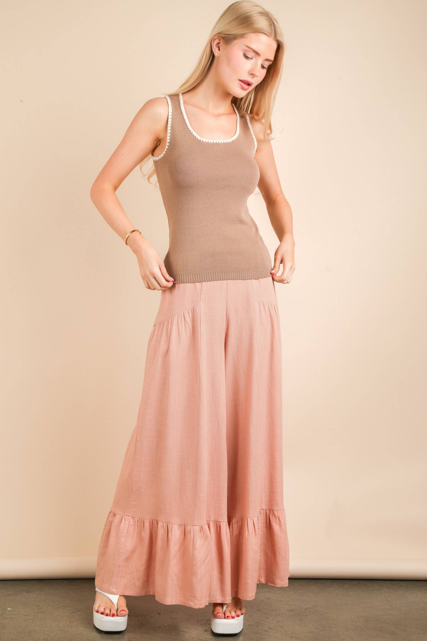 VERY J - Vendita all'ingrosso Pantalone - Donna - NP70692-Pantaloni Comodi a Vita Elastica Palazzo6