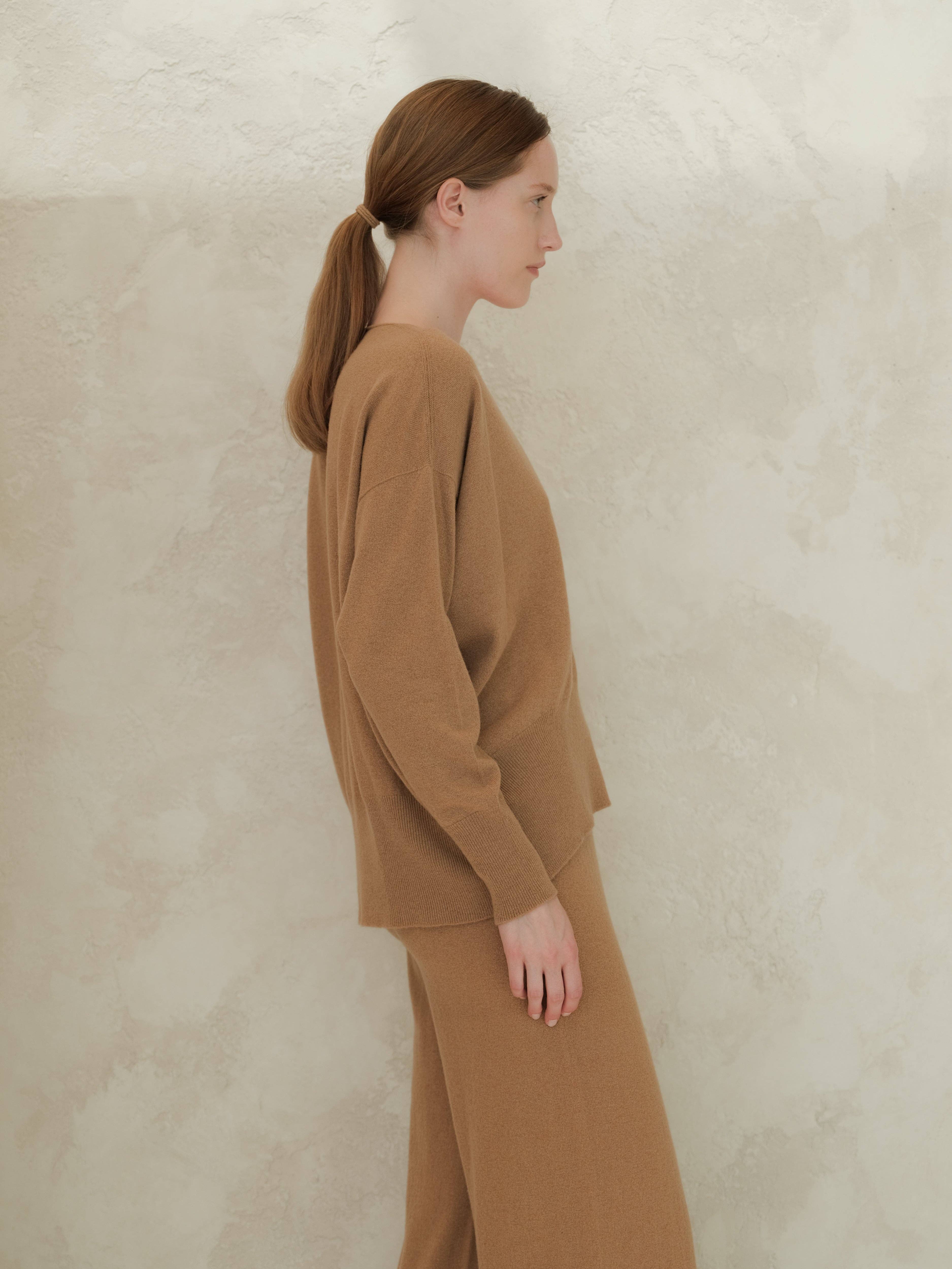 Lèmme - Vente Pull en maille – femme - Pull maxi à col en V en cachemire mélangé6