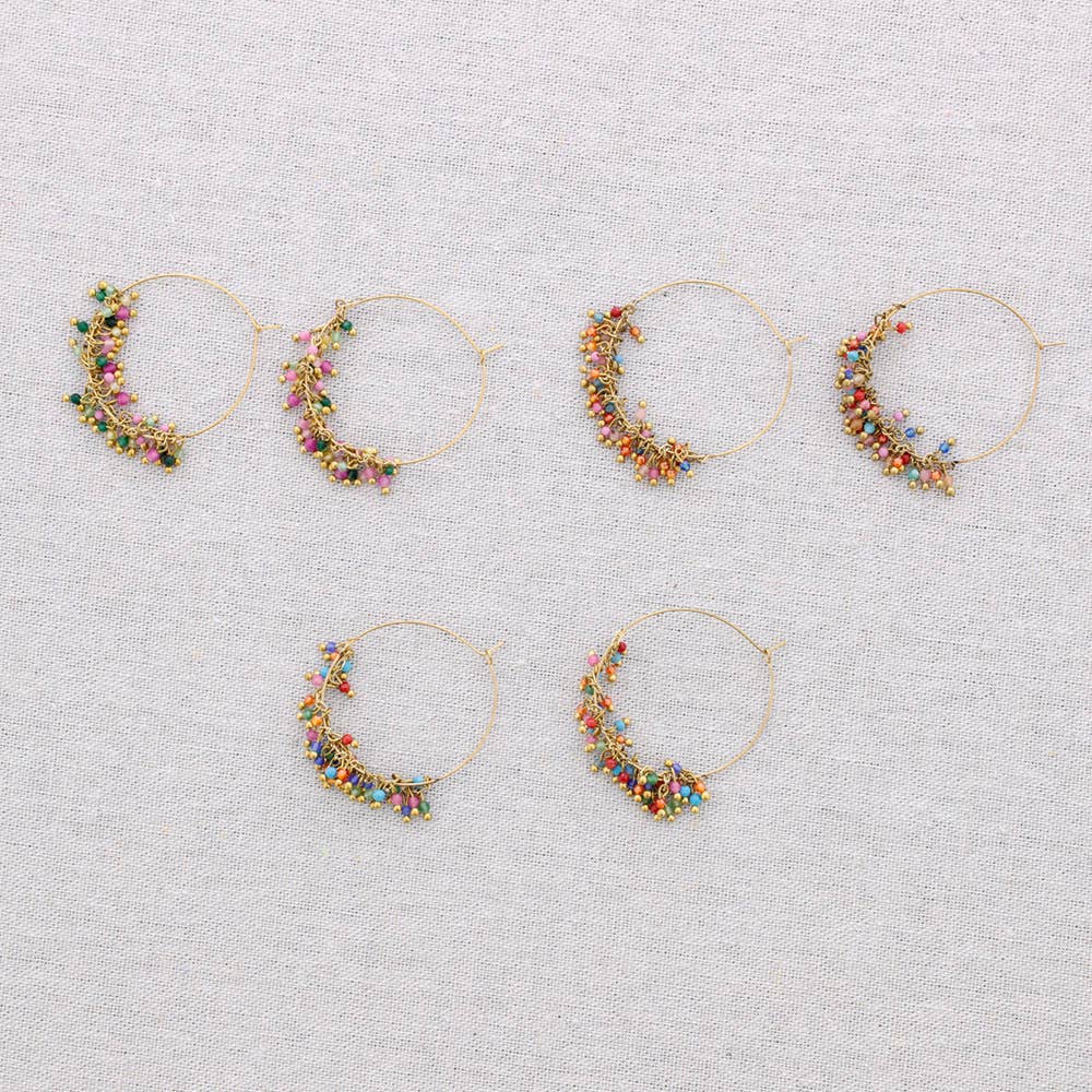 Sonata - Vendita all'ingrosso Orecchini pendenti - Orecchini a cerchio in acciaio con pietre3