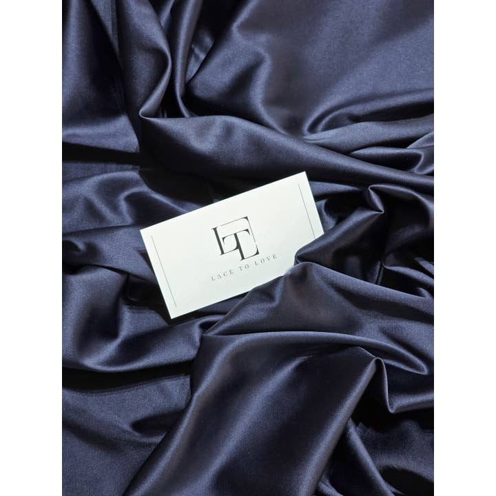 Lace To Love - Wholesale Craft supplies - Dark Blue Stretch Satin Fabric by The Yard LS6798
