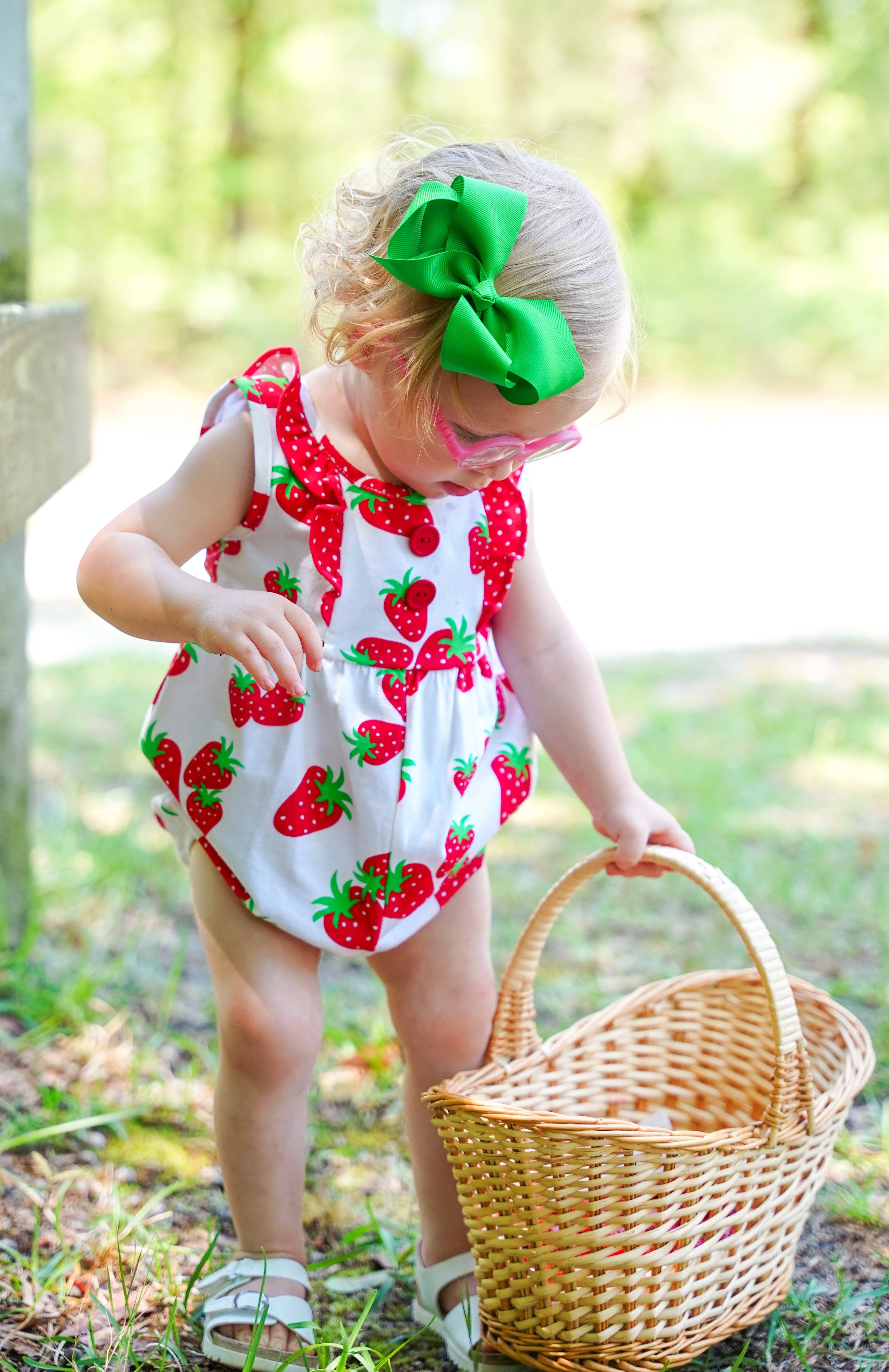 Posh Pickle - Wholesale Bodysuit (Non-Footed) - Baby - Knit Strawberry Print Ruffle Shoulder Bubble