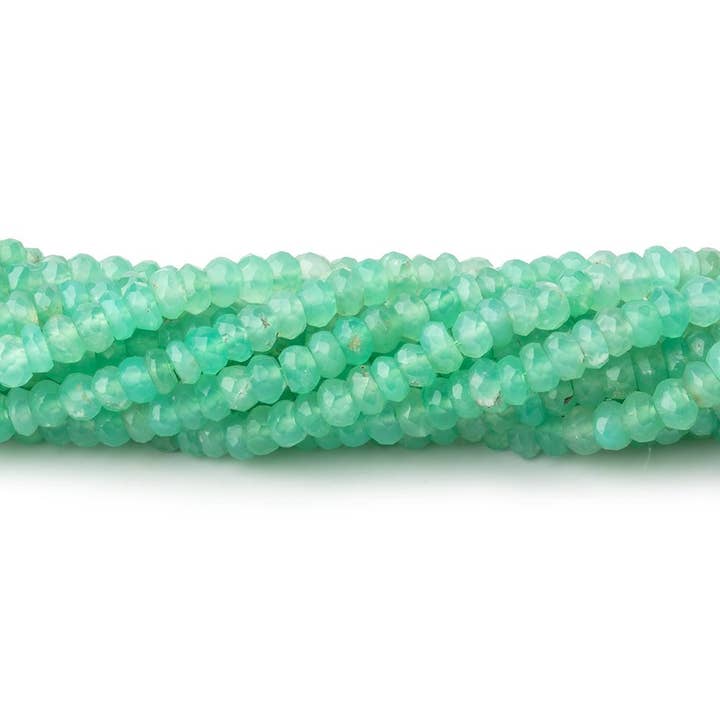 Perline rondelle sfaccettate in crisoprasio da 3,5 mm, 13 pollici, 145 pezzi AA per la vendita all'ingrosso da parte di Beads of Cambay