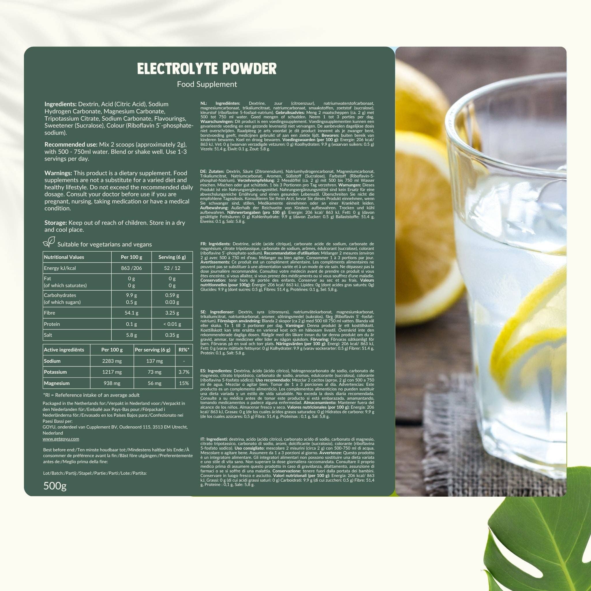 Cupplement b.v. – Bebida saudável em pó por atacado – Pó de Eletrólitos Lima Sem Açúcar 500 Gramas7