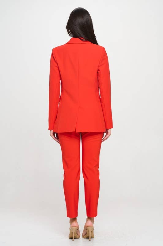 REMOVED BRAND - Wholesale Blazer - Dames - Solide eenknoopssluiting blazer met stretchvoering en klepzakken5