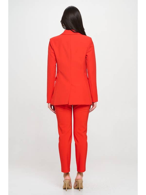 REMOVED BRAND - Wholesale Blazer - Dames - Solide eenknoopssluiting blazer met stretchvoering en klepzakken5