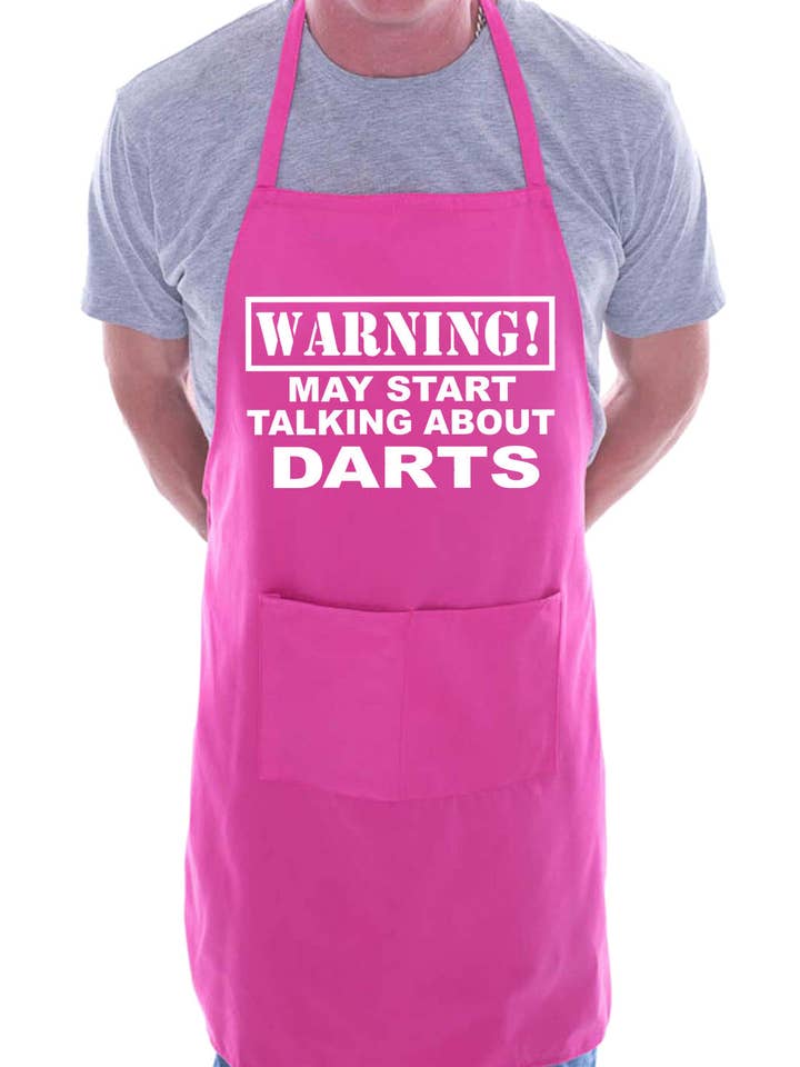 Warning May Talk About Darts Funny BBQ Novelty Cooking Apron for wholesale by Print4U