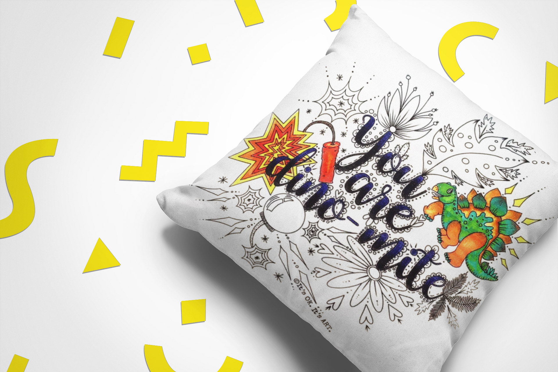 It's OK. It's ART. - Wholesale Throw Pillow Cover - You Are Dino-mite Dinosaur Throw Pillow Cover1