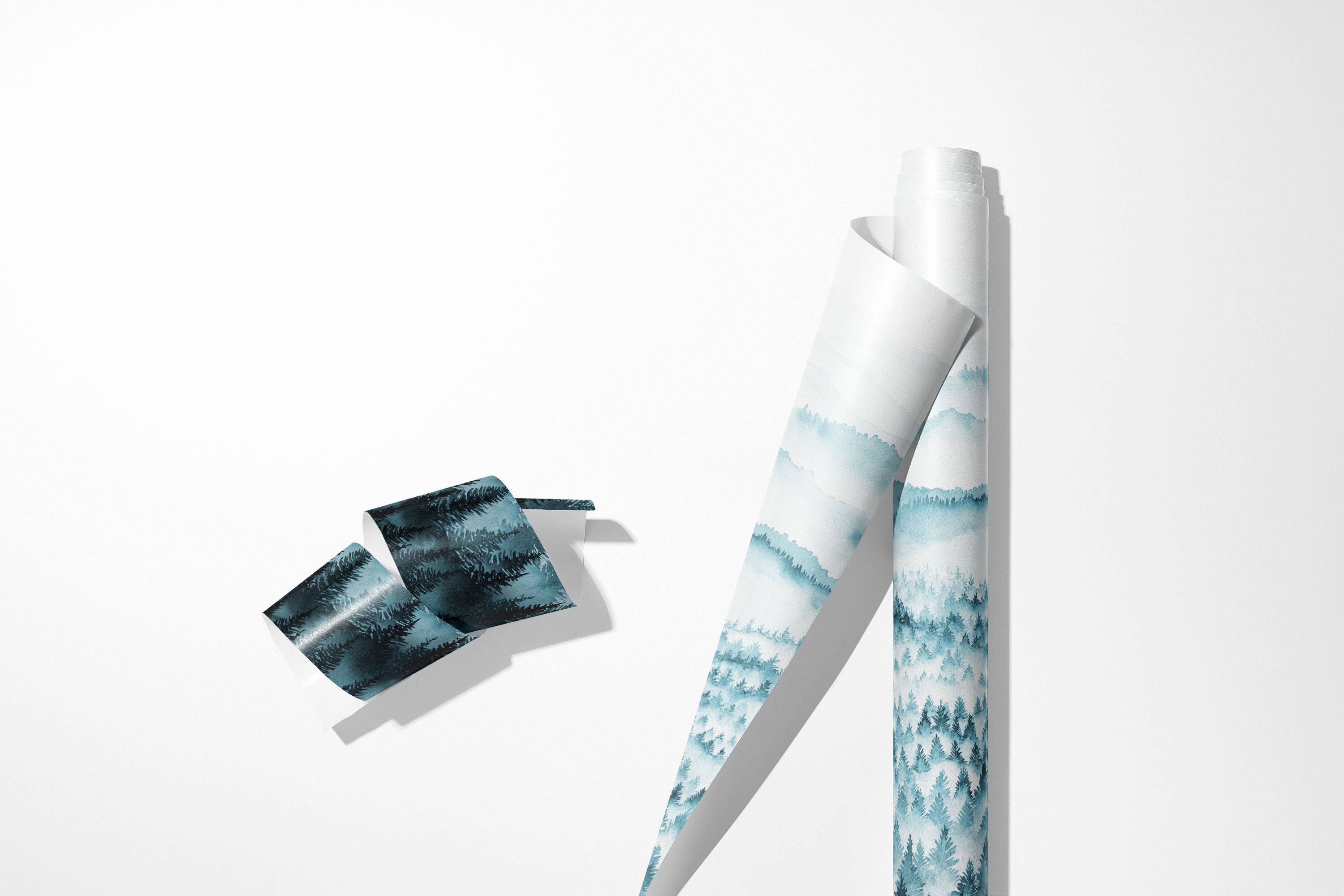 Rebecca Reck Art – wholesale Flat wrap – “Walden” wrapping paper, MATT, forest, mountains2