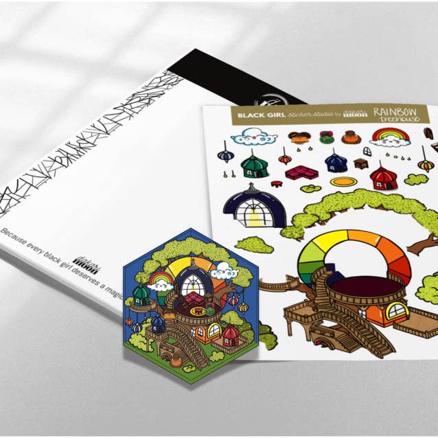 dakari Moon - Wholesale Sticker - Rainbow Treehouse – Yonda 3D World Sticker Sheet