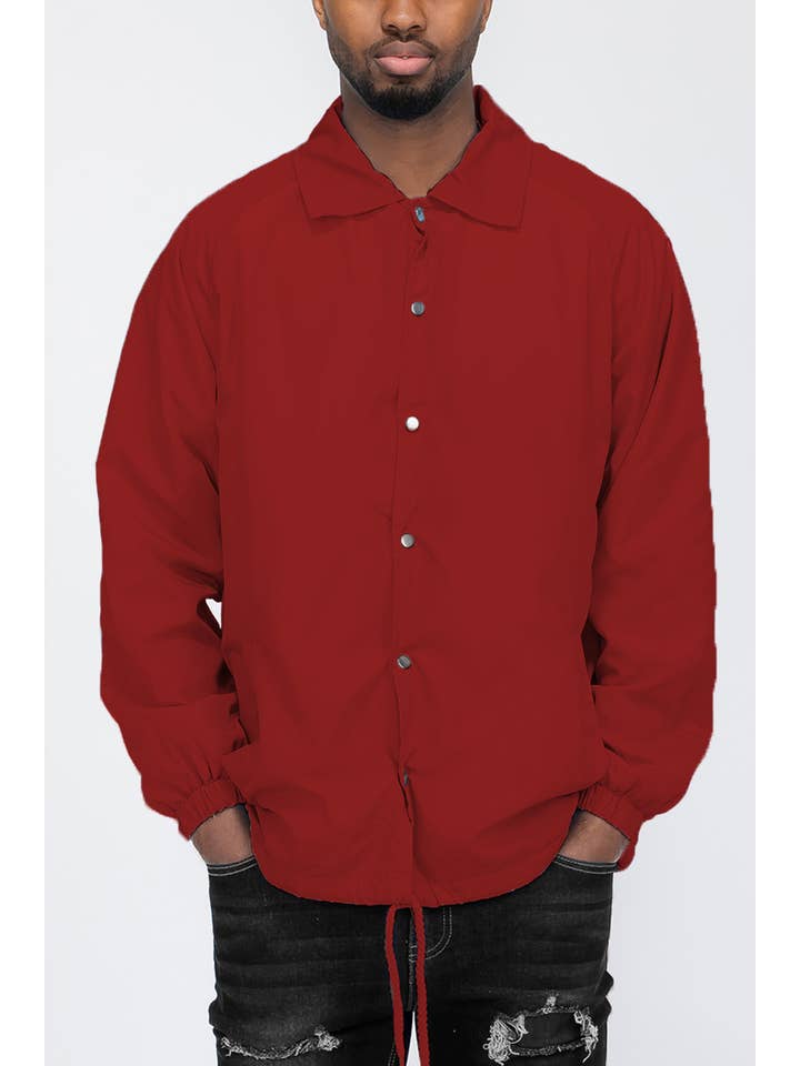 WEIV - Wholesale Jacket - Men's - Solid Coachs Jacket Snap Button Closure7