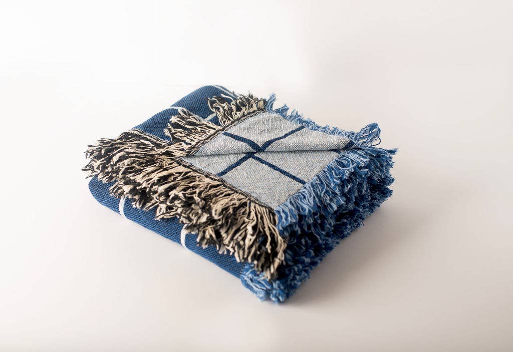 Kindly Woven - Wholesale Throw Blanket - Greer Blanket – Lapis -Kindly Classic – Reversible – USAmade3