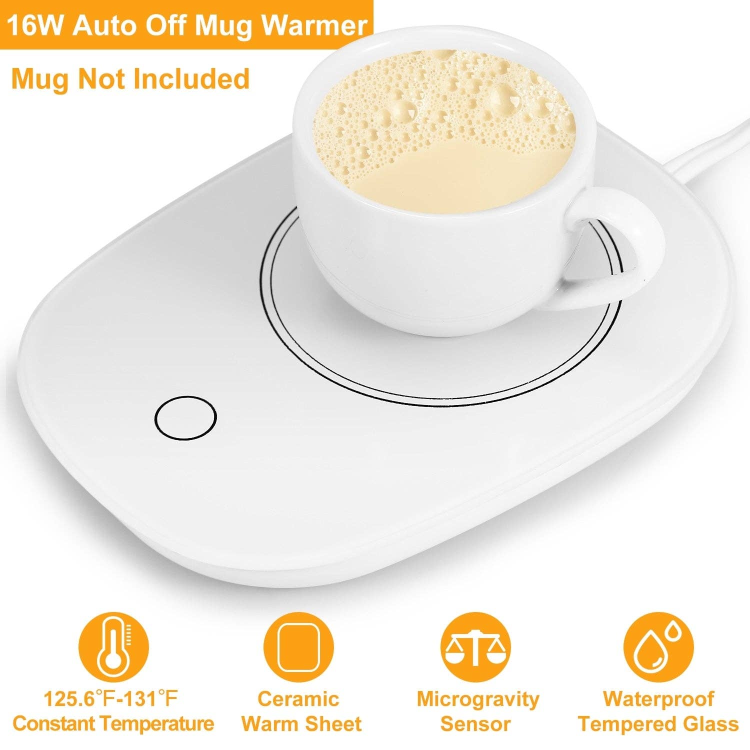 White Coffee Mug Warmer Cup Warmer Auto Shut Off Coffee Tea Milk Electric Heater Pad Office Home Desk Coffee Mug Warmer for wholesale on Faire0