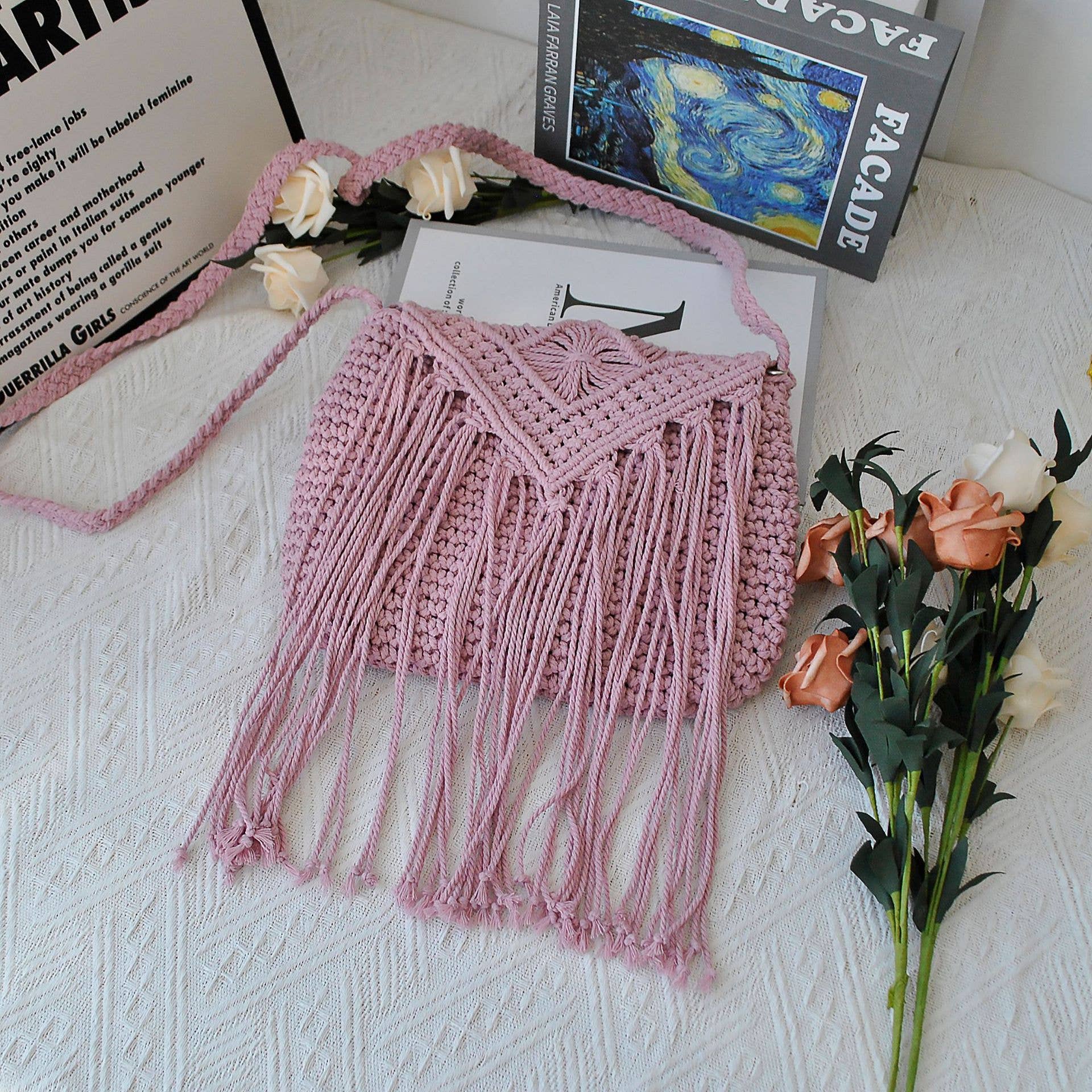 EmberLoom - Wholesale Crossbody Bag - Women's - Elegant Macramé Fringe Crossbody Bag5