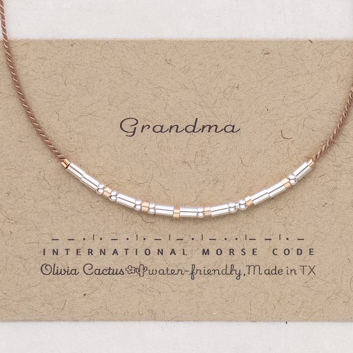Grandma or CUSTOM Word Morse Code Bracelet - Ava for wholesale by Morse and Dainty Hand Made Morse Code Dainty Jewelry