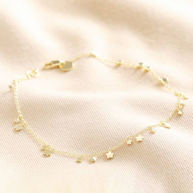 Dainty Flower Charm Anklet in Gold for wholesale by Lisa Angel