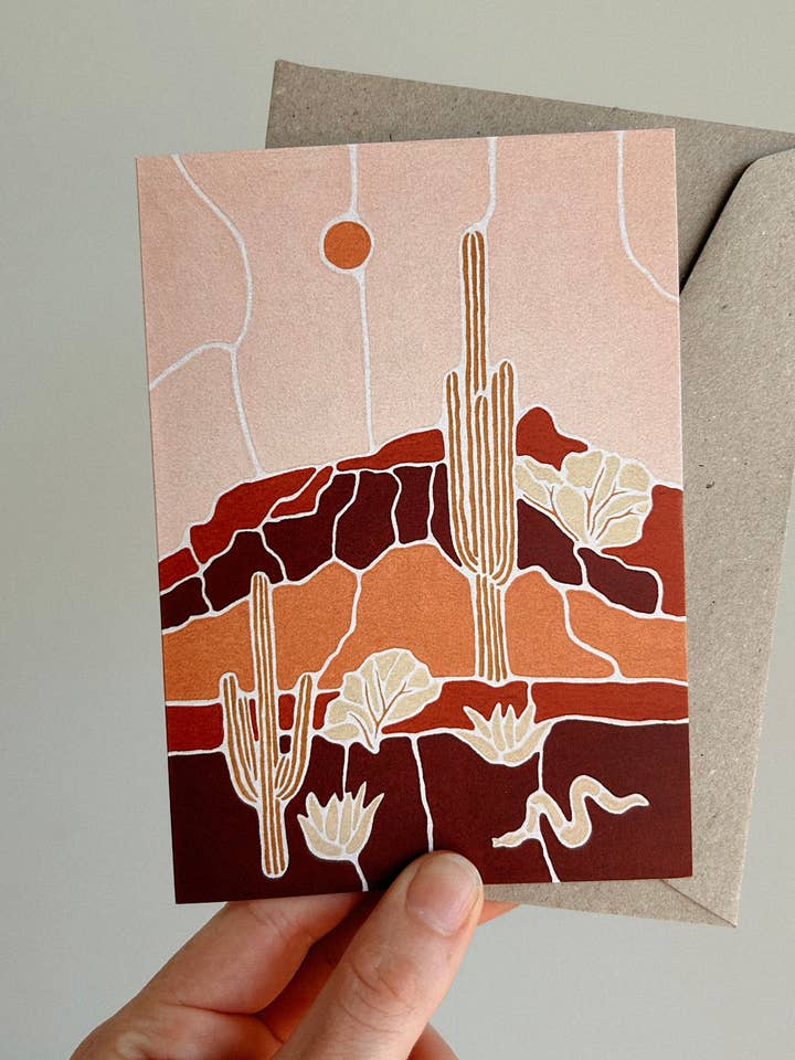 ‘PEACH SKIES’ Greeting Card for wholesale by Tess Elleese Art & Creative