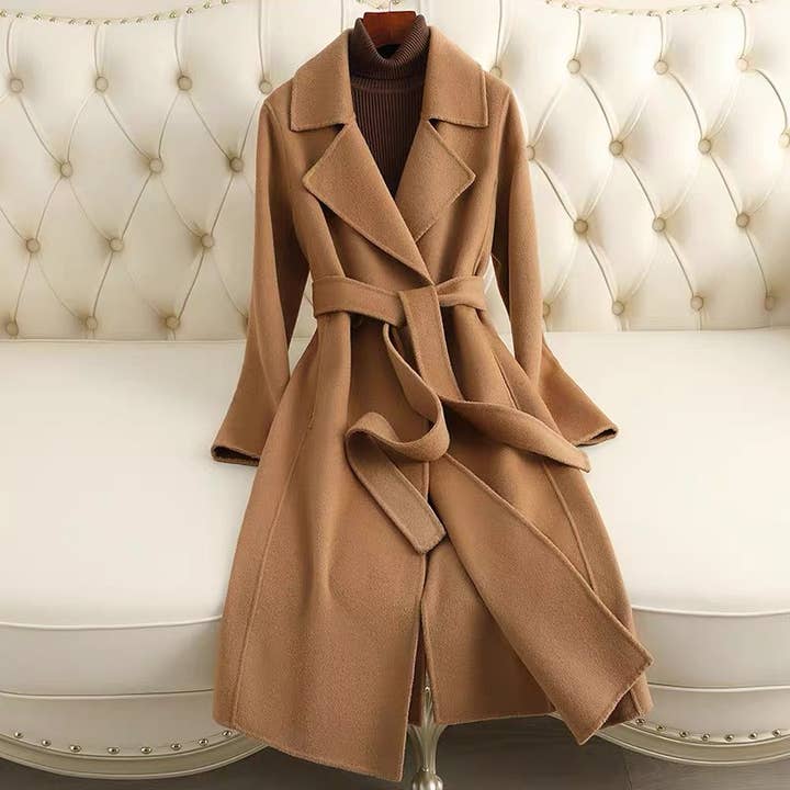 Sanyao Fashion - Wholesale Fur/Faux Fur Coat - Women's - SY296 Slim Fit Mid-Length Double-Faced Wool Coat for Women