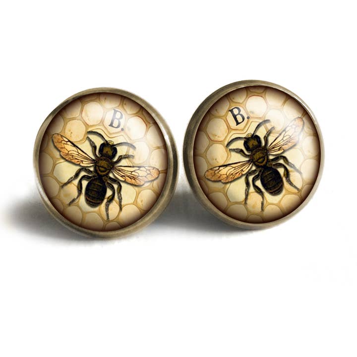 Honey or Worker Bee Stud Earrings for wholesale by The Divine Iguana
