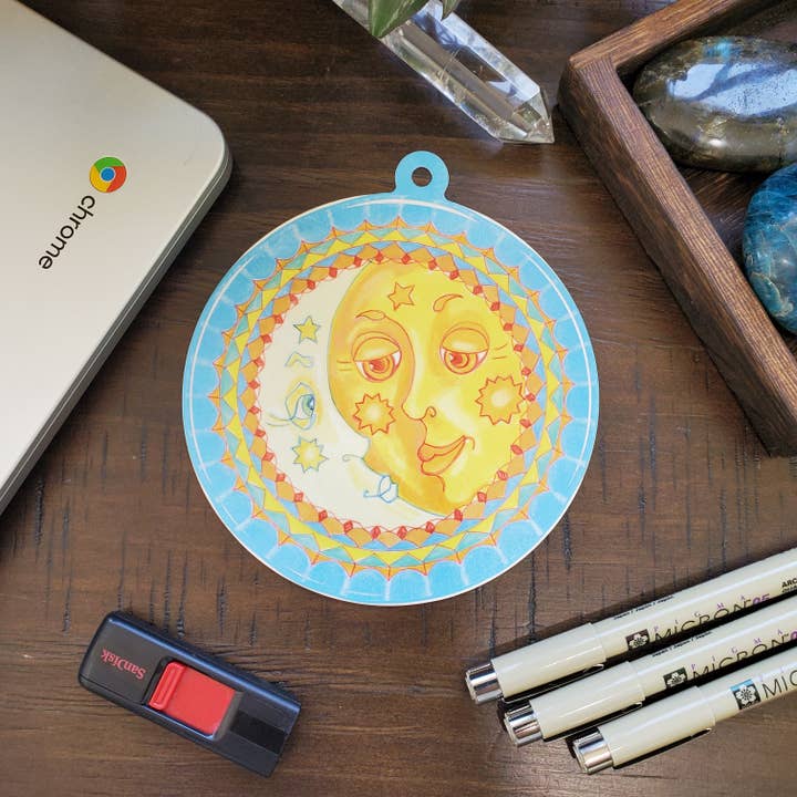 River Village - Wholesale Sticker - Affectionate Sun and Moon Sticker, 4.5 inches1