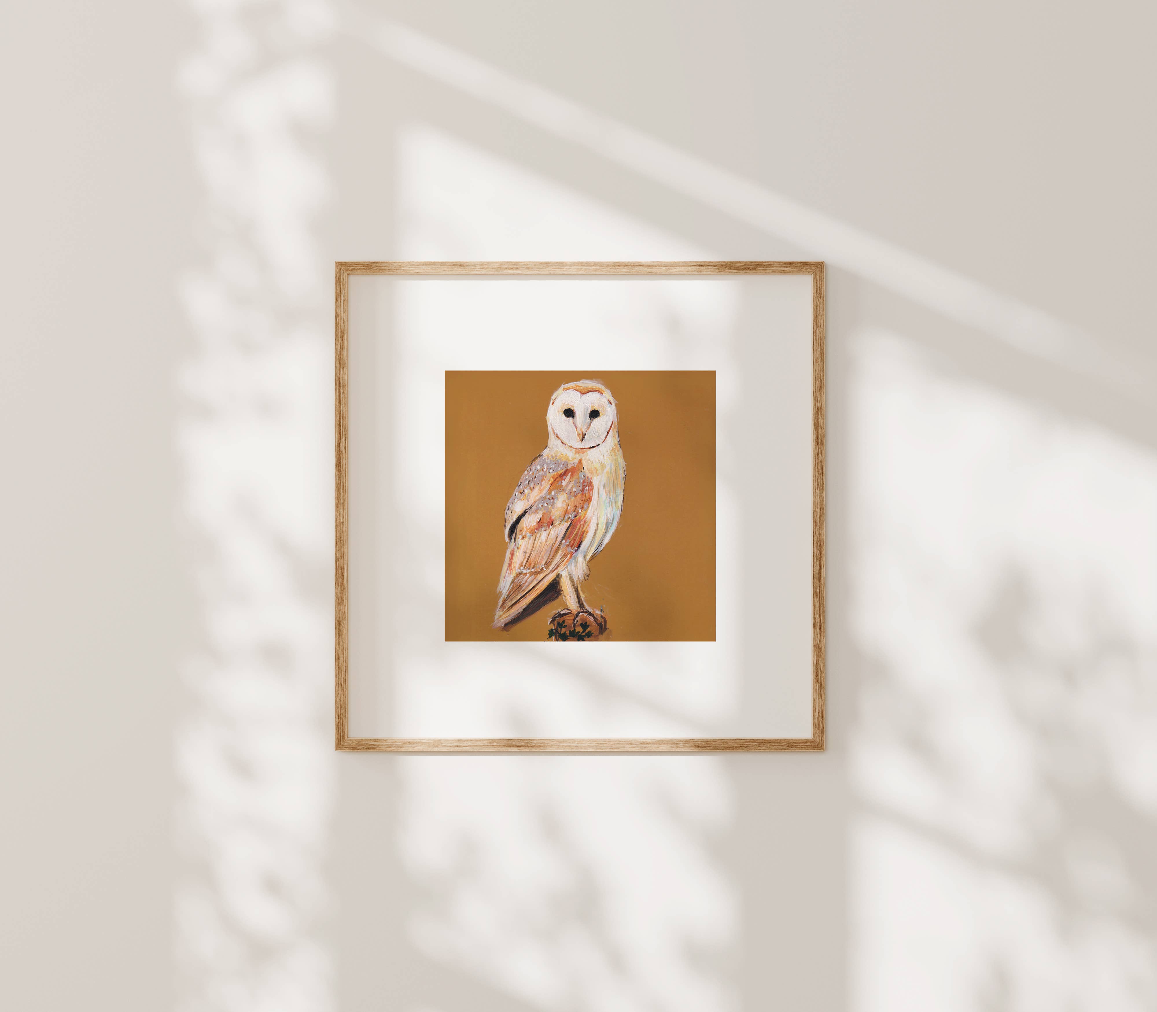 Emily Laura Designs – wholesale Art print – Cottagecore Barn Owl on Fence Post Mounted Art Print3